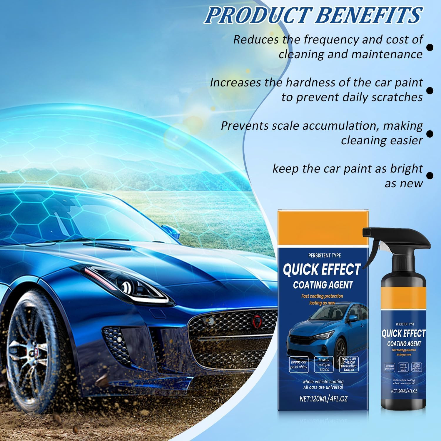 Car Quick Coating Spray, 2-Pack, Advanced Paint Protection, Vehicle Detailing Sh