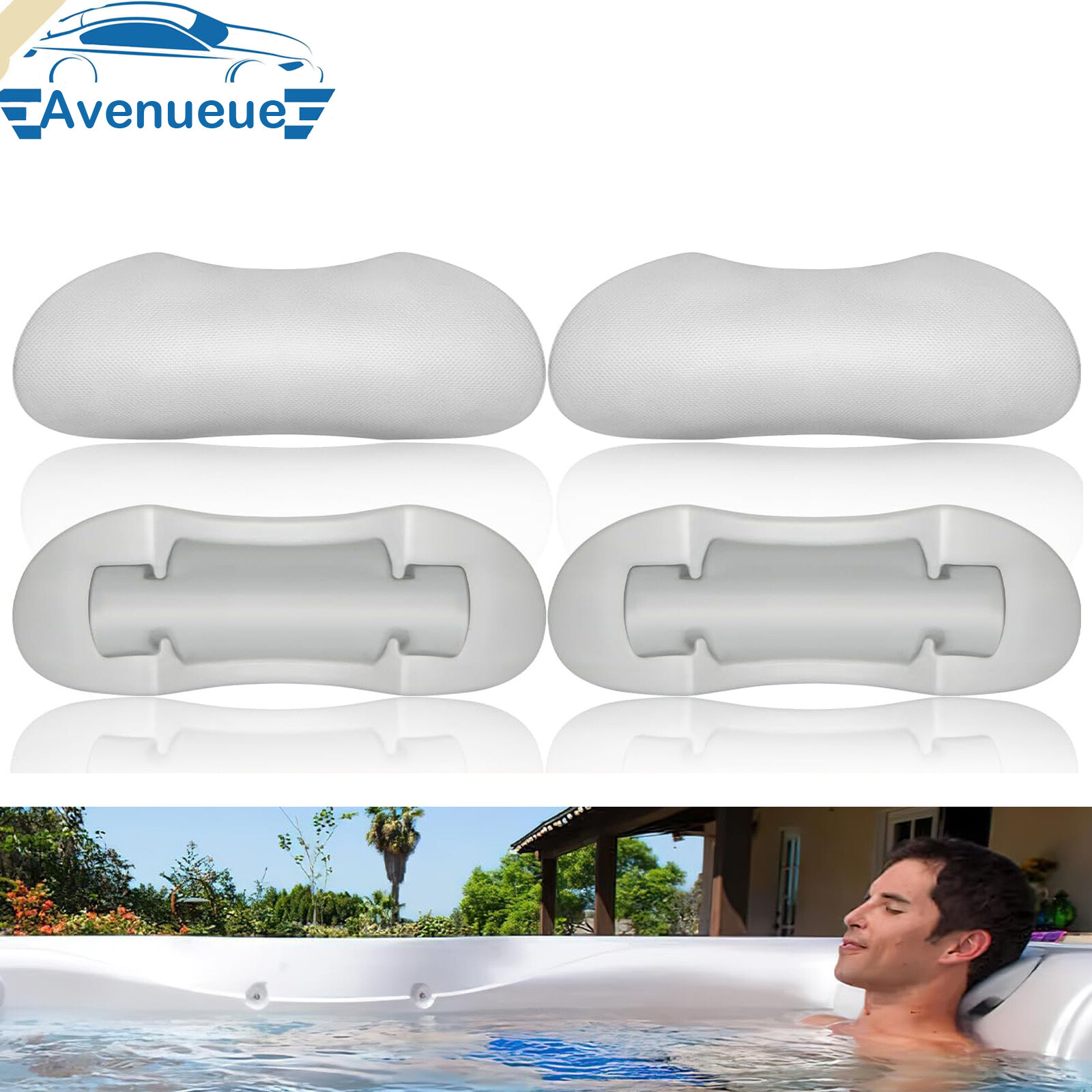 4-Pack 77444 Hot Tub Head Rest Pillows for Hot Spot Relay, Rhythm, SX, Tempo, TX