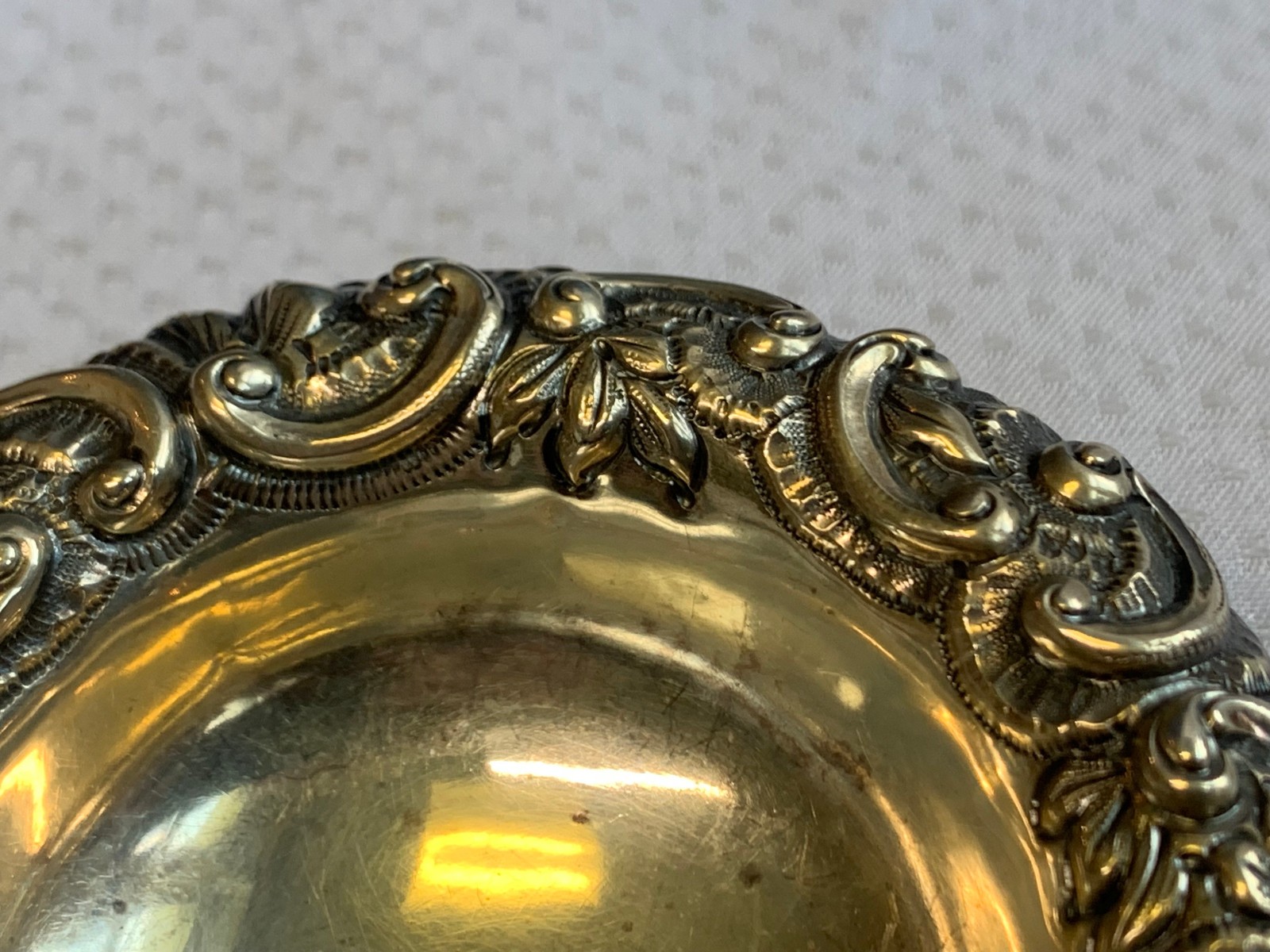 Antique Sterling Silver Condiment Dish Master Salt Cellar 36.66g Floral Repousse