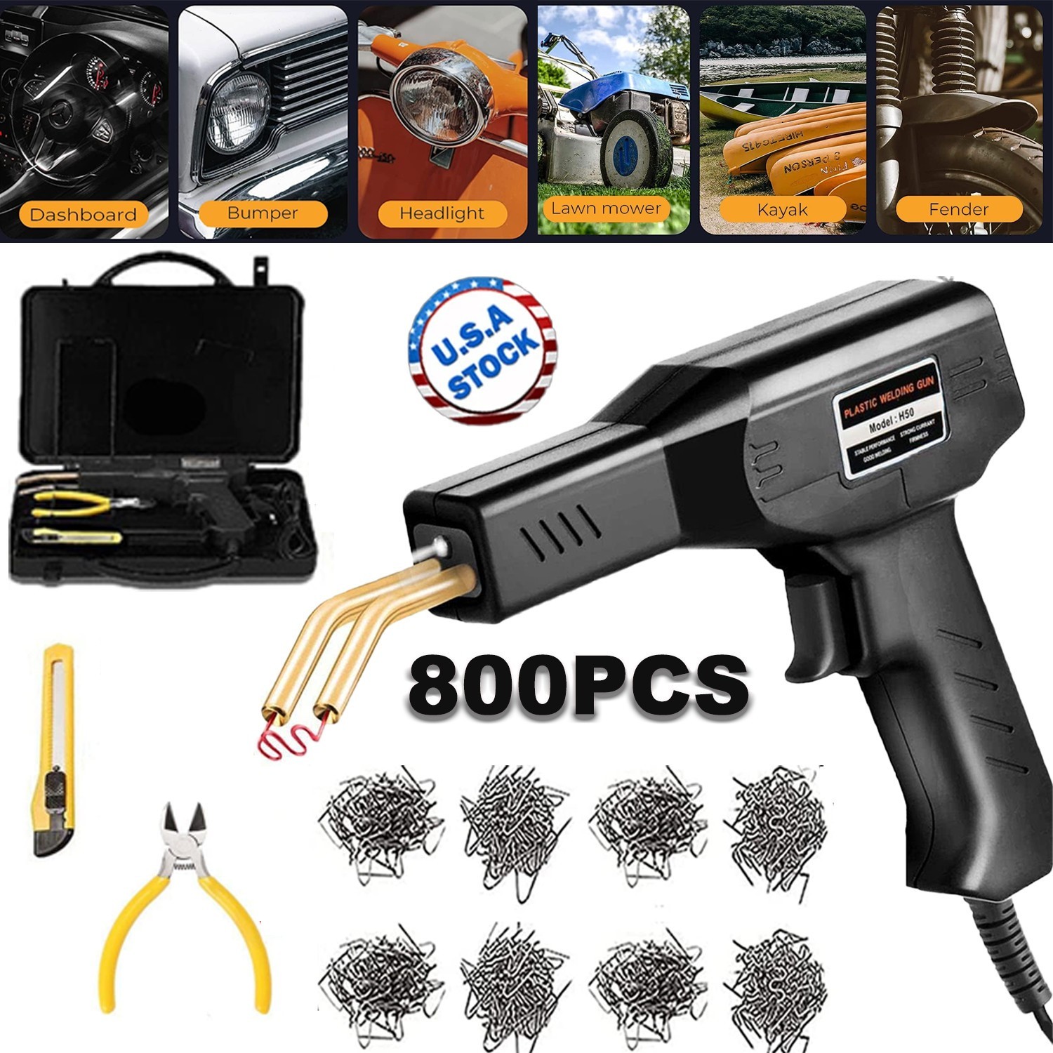 Plastic Welder Kit Soldering Tool Car Bumper Repair Welding Gun 800 Staples Case