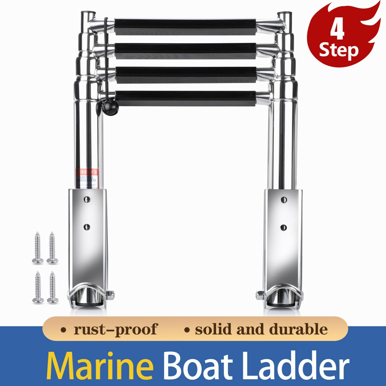 4 Steps Boat Ladder Folding Stainless Steel Telescoping Swimming 4 Step Ladder