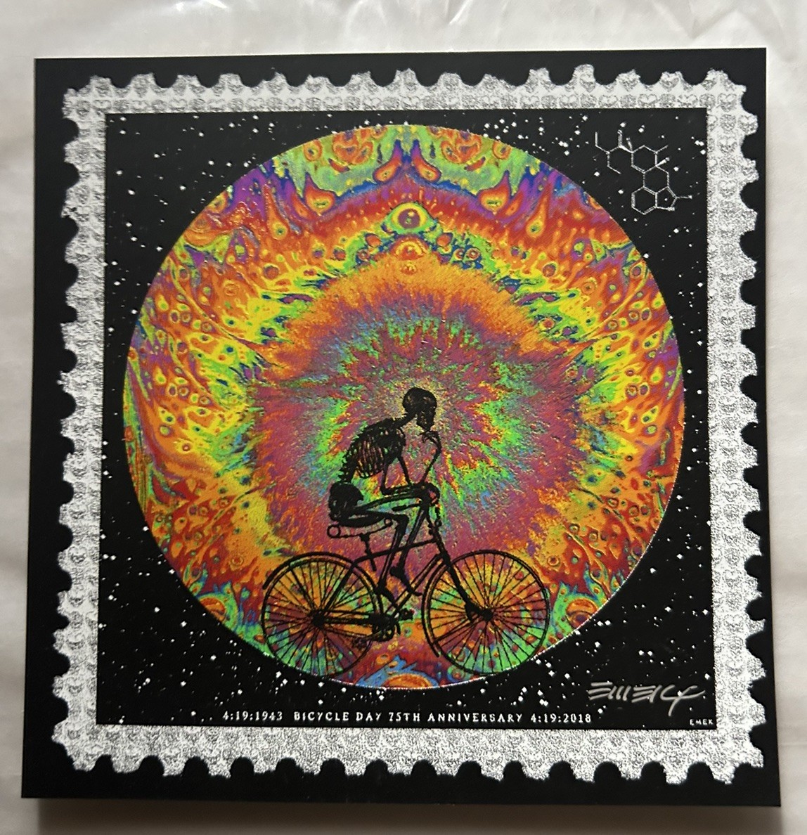 Emek Handbill SIGNED Bicycle Day 2018 Screen Print Not Grateful Dead LSD 6x6"