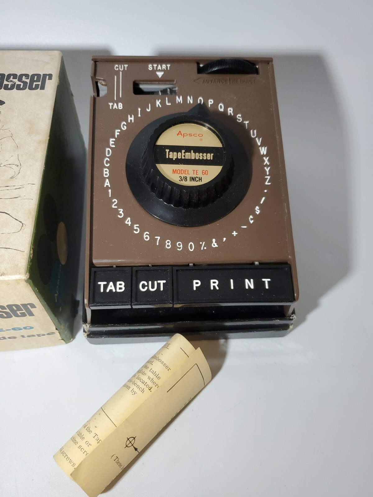 Vintage Apsco Table Top Tape Embosser Model TE-60 RARE
