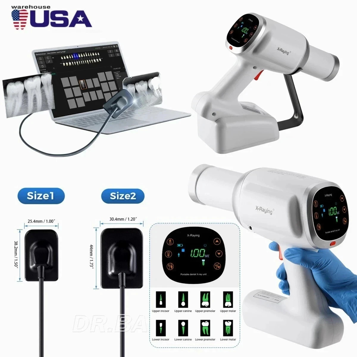 Dental X Portable Ray Digital Machine Rayos No Shield RX/Digital Sensor Size 1/2