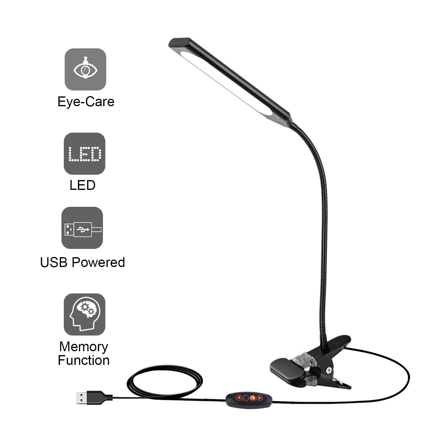 LED Desk Lamp Gooseneck Adjustable Lamp with Clamp Eye-Caring Reading Desk Light