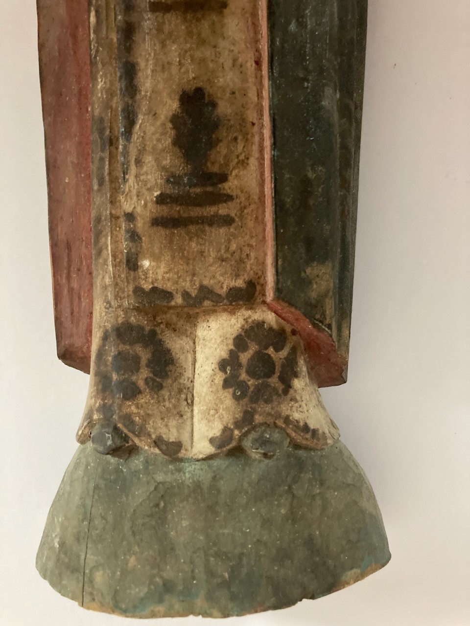 Authentic Antique Hand Carved Wooden Polychrome Santo Figure