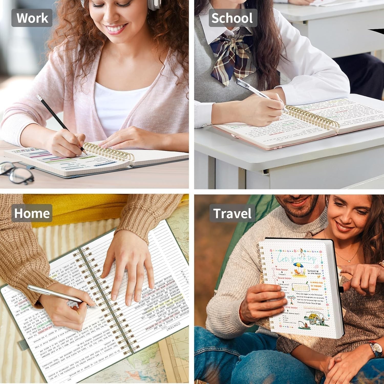 EMSHOI Spiral Graph Paper Notebook - 300 Pages, 100 GSM Thick Grid Notebook,