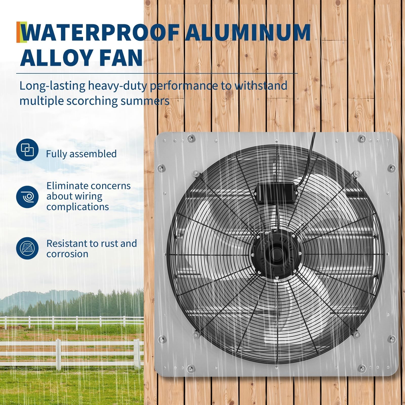 20 Inch Auto Shutter Exhaust Fan 3500 CFM Industrial Wall Mounted