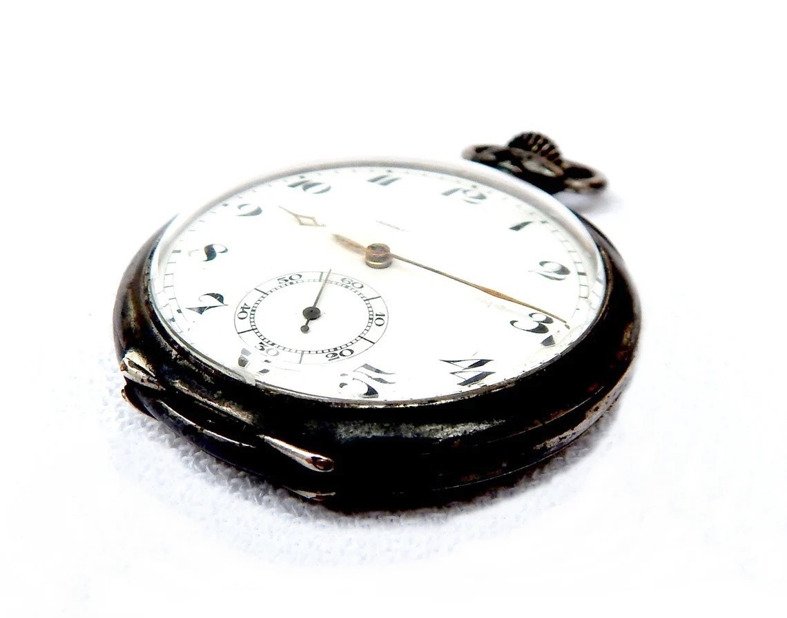 Pocket Watch Cronometro Escasany Dial Porcelain Case Silver 53mm 1910c Working