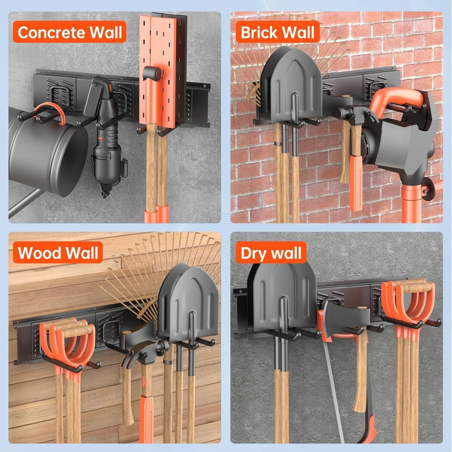48 Inches Garage Storage, Garage Organization, Wall Mount Garden Tool Organizer