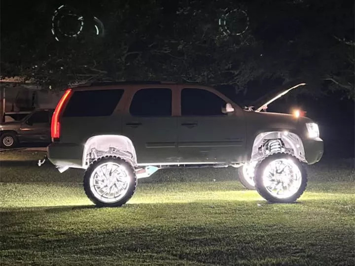 Set with (4) 17.5" QUAD ROW Strobes PURE WHITE Car Truck LED Wheel Rim Lights