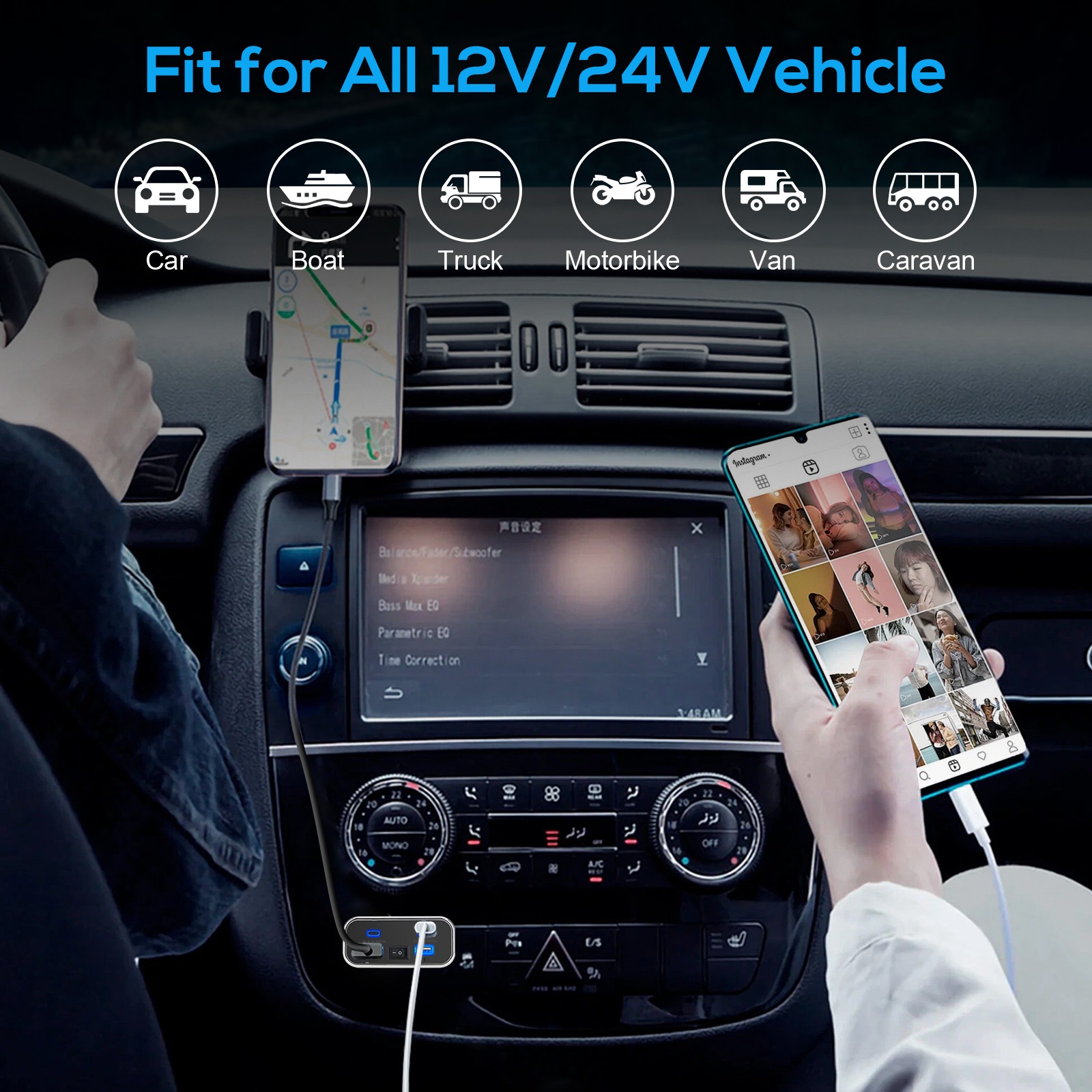 2pcs RV USB Outlet Dual USB A & USB C Ports Car Charger Socket Panel Boat Marine