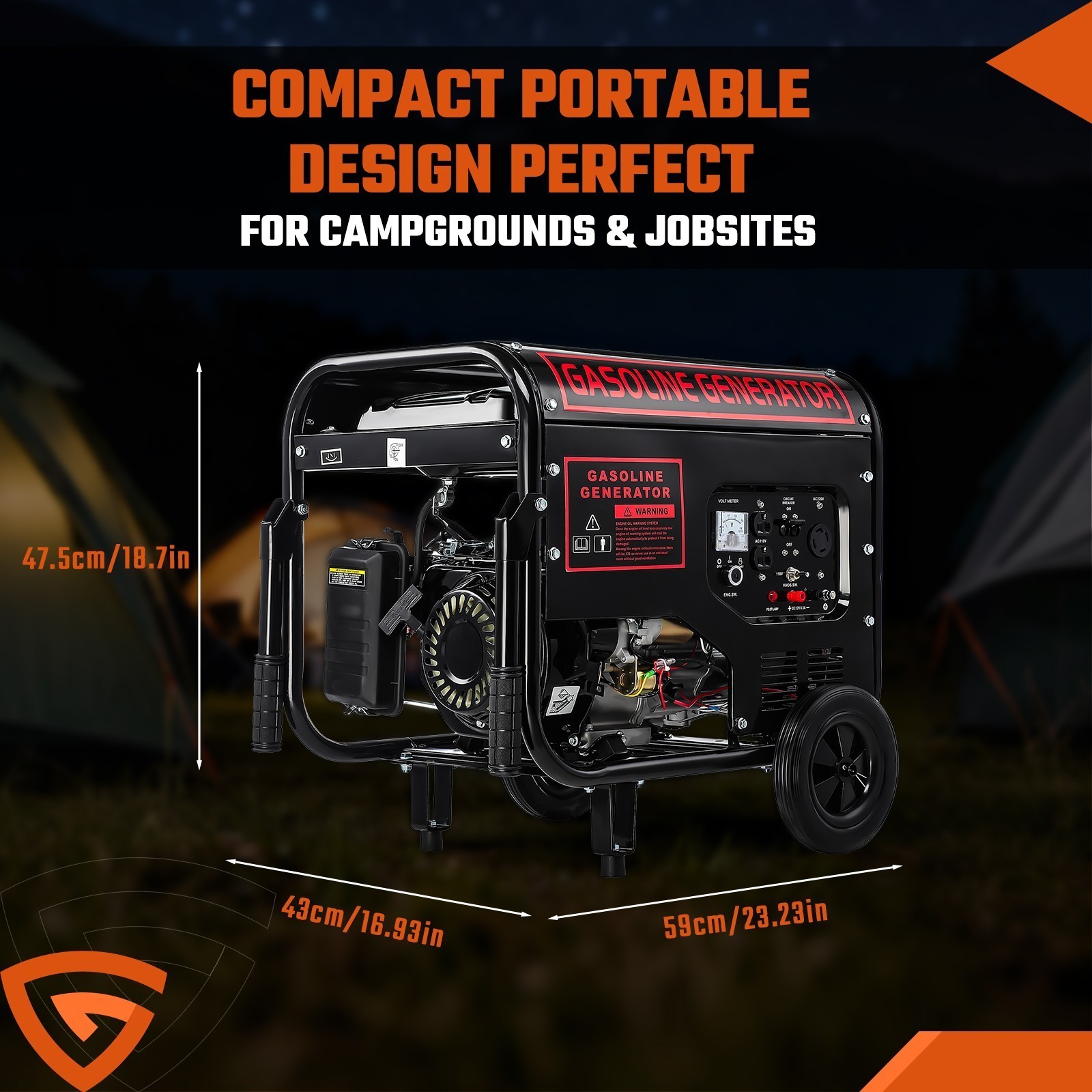 5000W Portable Inverter Generator Gas Powered Electric Start For Home Backup