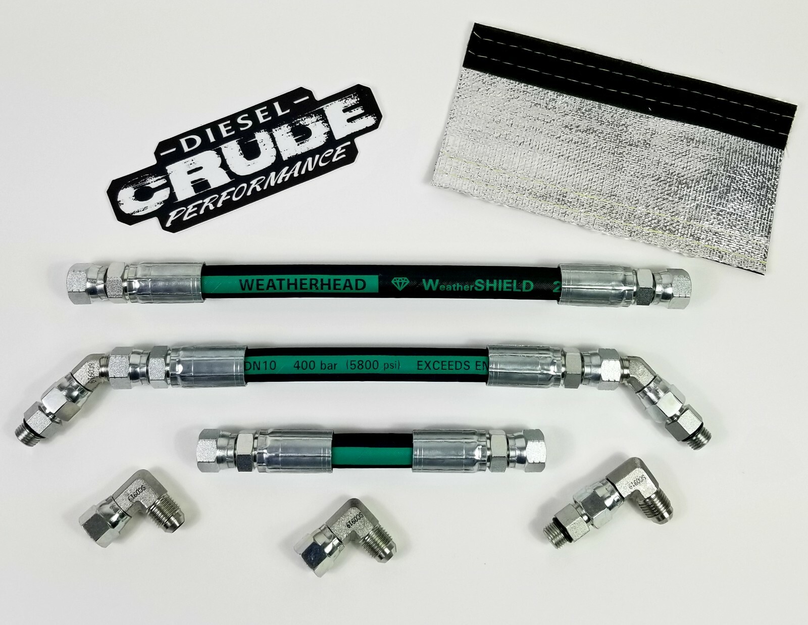 94-97 OBS Ford 7.3L Powerstroke Replacement HPOP Oil Hoses Set With Crossover