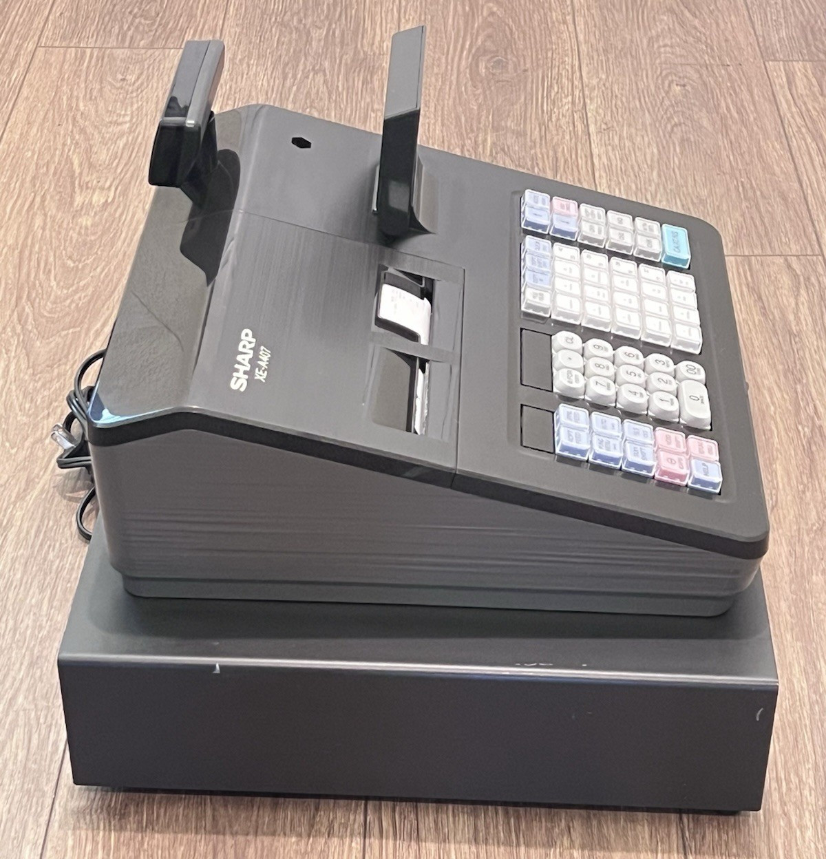 Sharp XE-A407 Cash Register Dual Thermal Printer with Keys, Cash Drawer & Manual