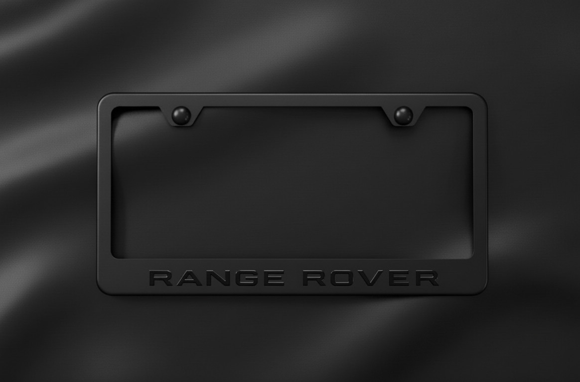 Black on Black Range Rover License Plate Frame Holder Cover with Screws and Caps