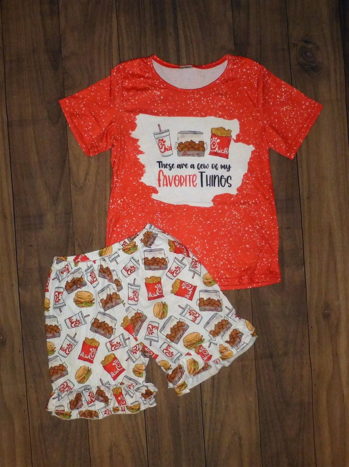 NEW Boutique Chicken Fast Food Girls Shorts Outfit Set