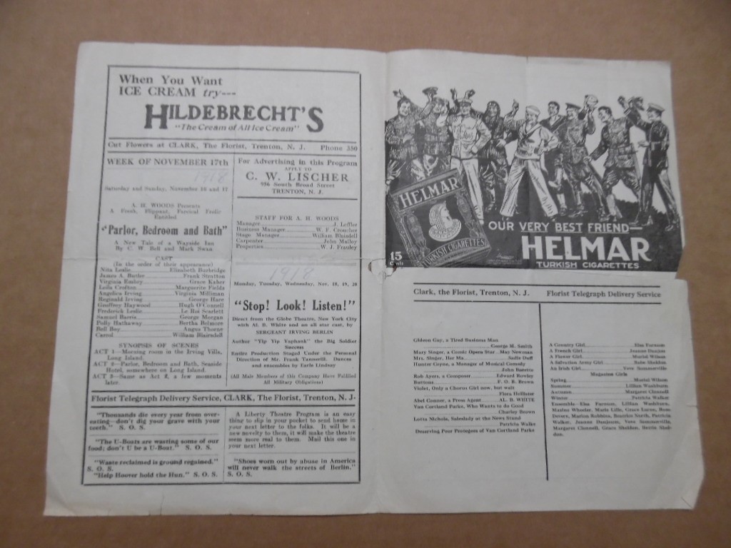 1918 Camp Dix Liberty Theatre Program Sergeant Irving Berlin's Stop Look Listen