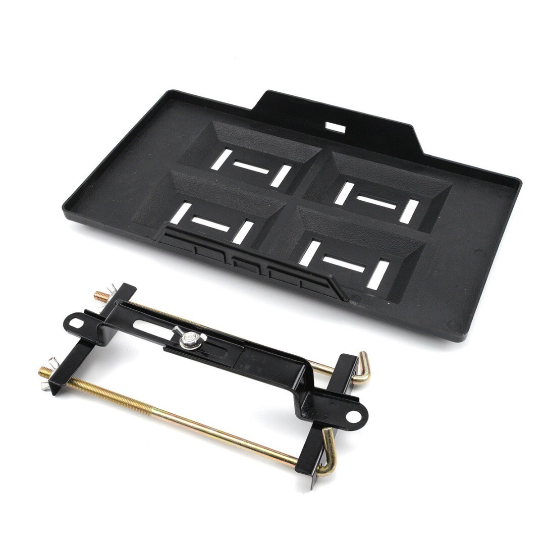 Universal Storage Battery Holder Adjustable Tray + Hold Down Clamp Bracket Kit