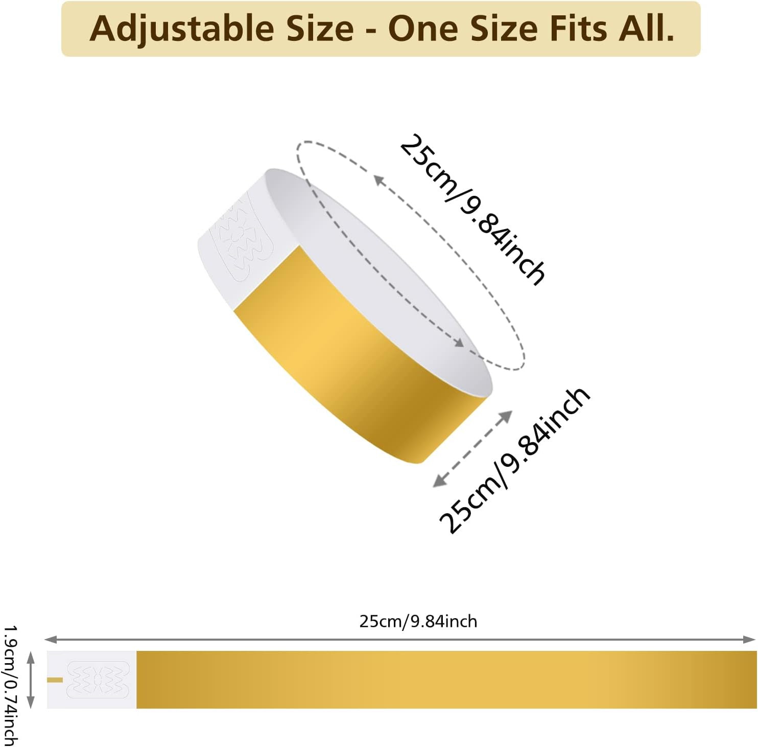 Paper Wristbands for Events - 300 Pcs Gold Waterproof Party Arm Bands