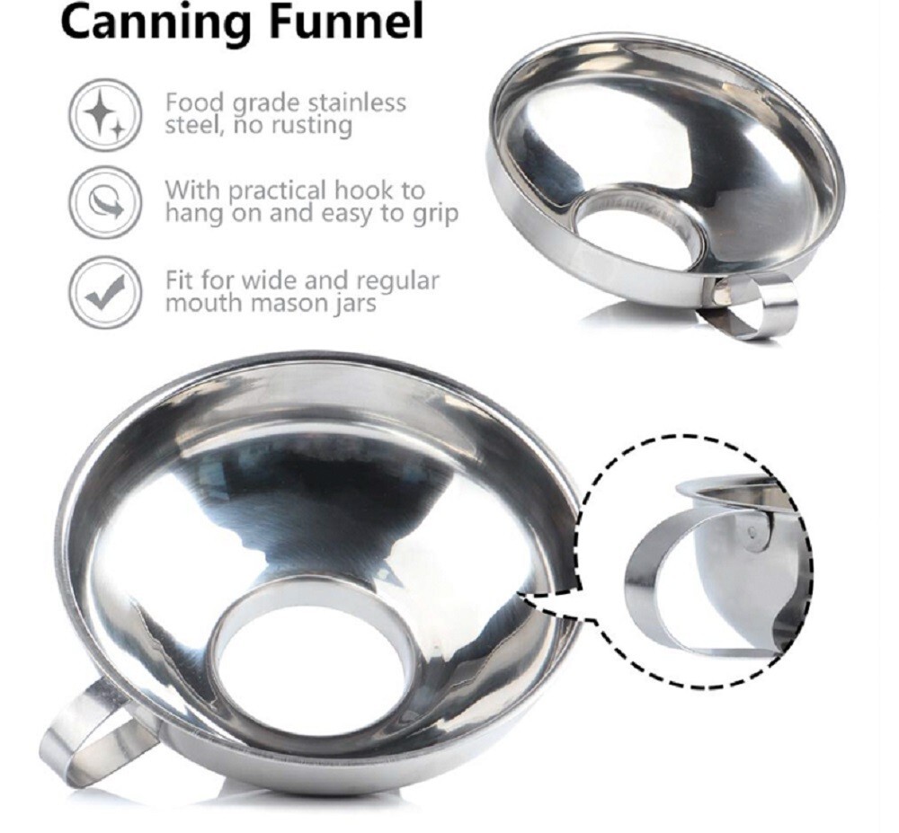 2-Piece Stainless Steel Canning Funnel Set for Mason Jars - Wide Mouth Funnel