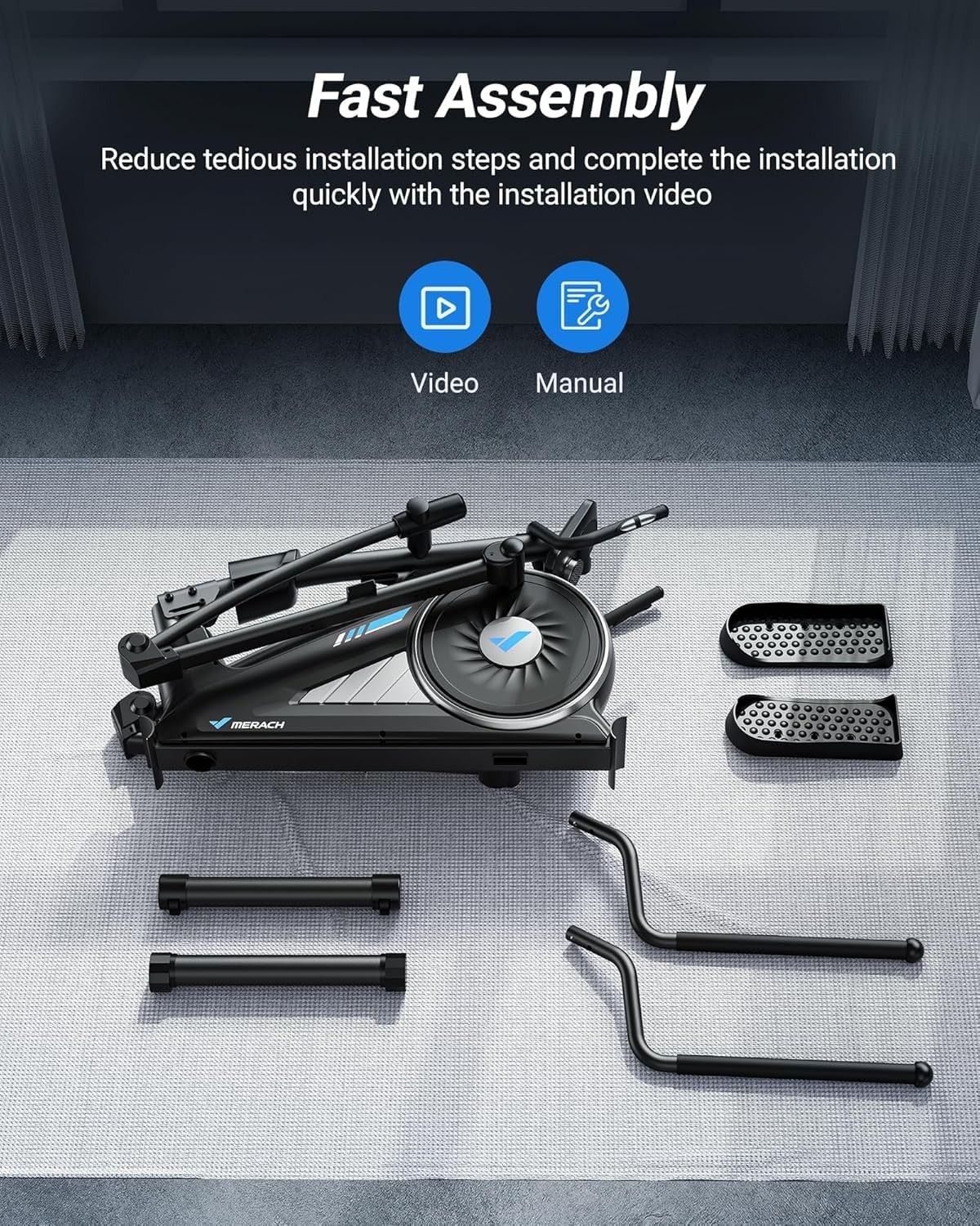 MERACH Elliptical Machine with 16Level Resistance Magnetic Drive System Home Use