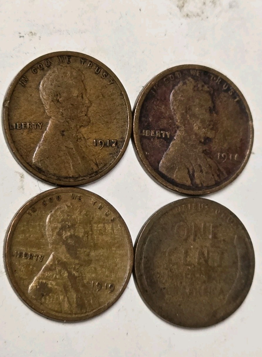 1321719288 LOT OF 8 COMMON DATES 1917-1919 WHEAT PENNIES LINCOLN CENT COINS AG!!