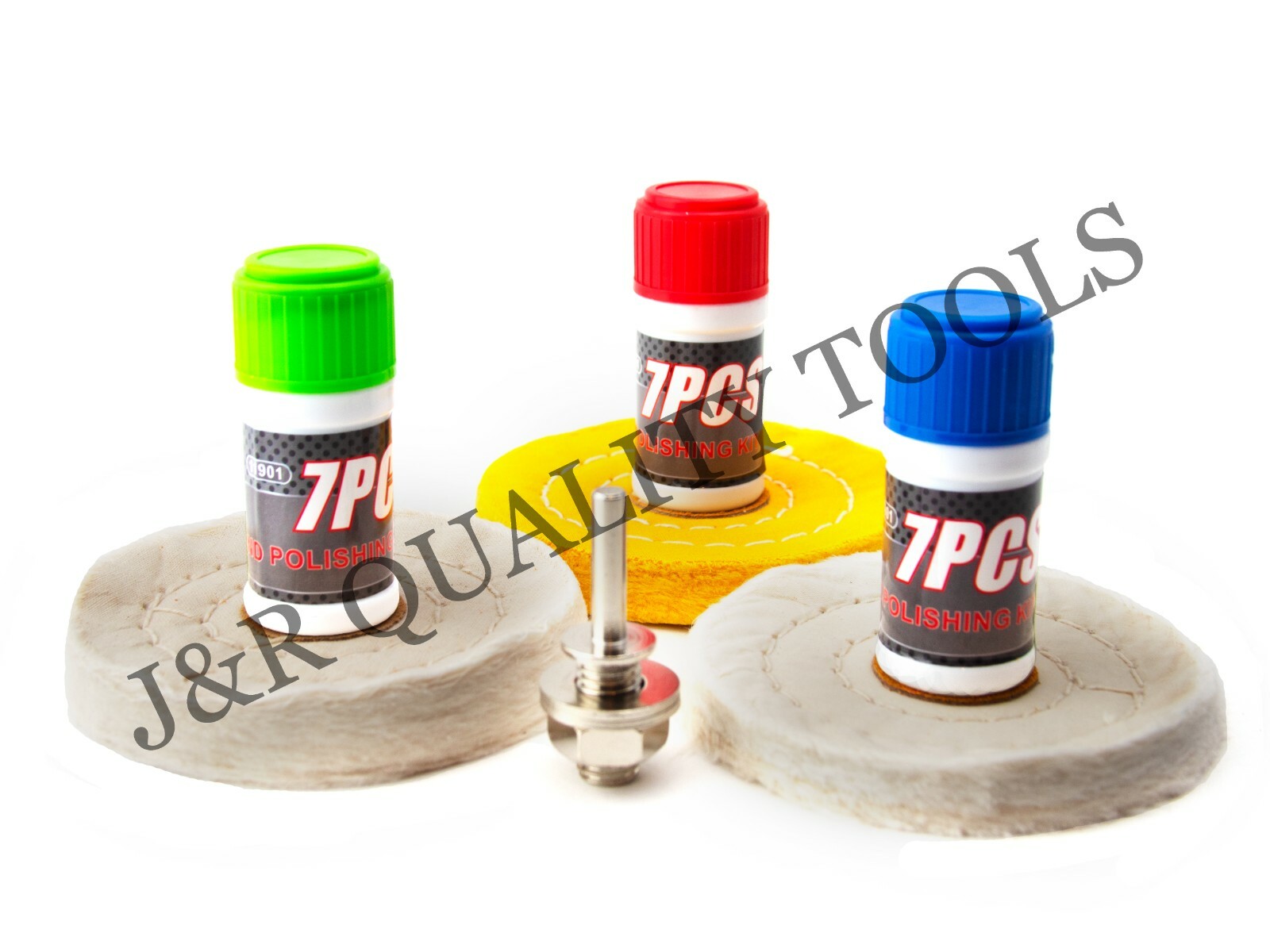 VCT 7pc Buffing Kit for Drill 4" Wheel for Polishing Metal Steel Iron Aluminum