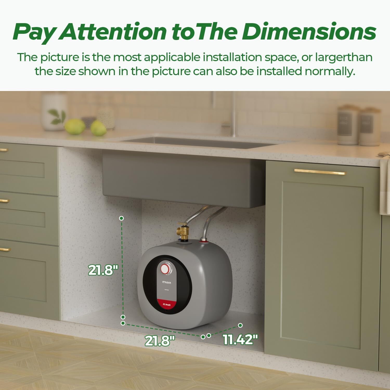 FOGATTI 2.5 Gallon Electric Mini Tank Hot Water Heater Shower Compact Storage