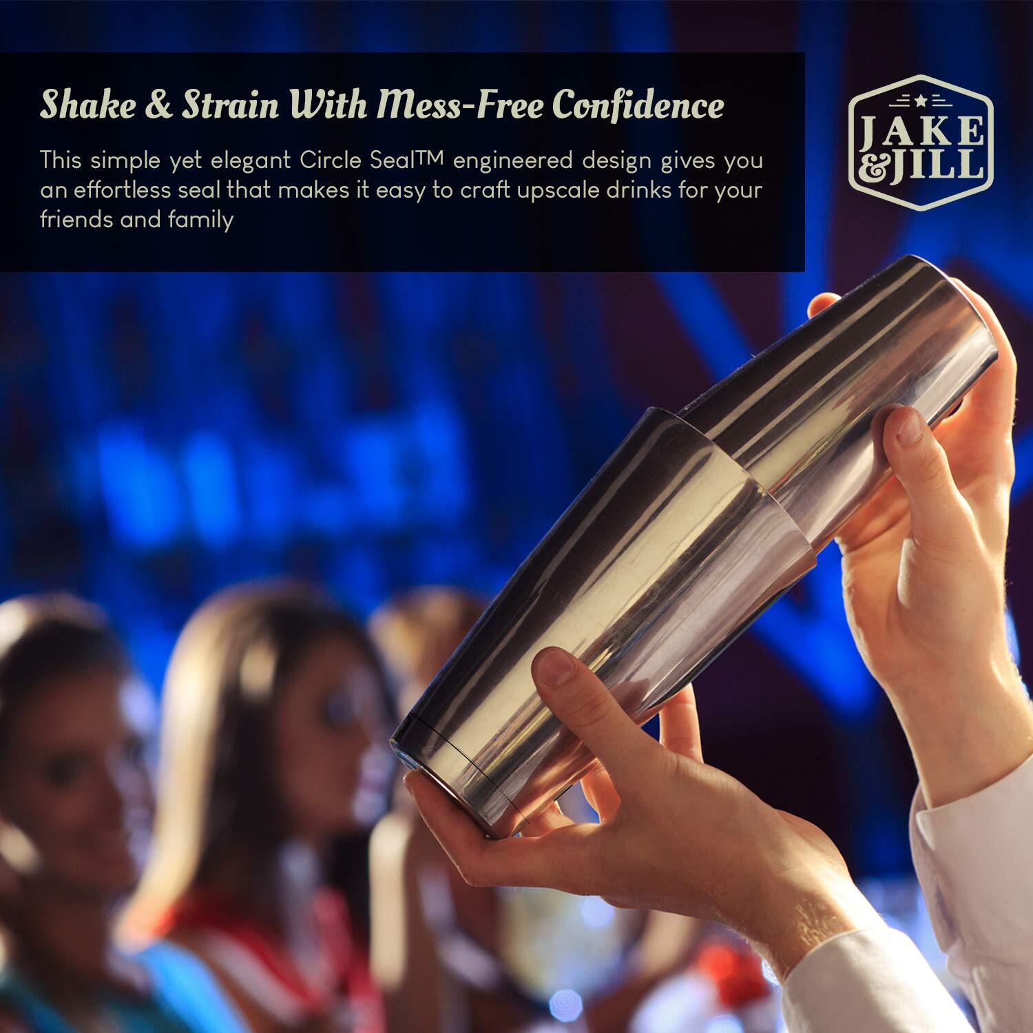 (5 Pc) Boston Cocktail Shaker Set w/ HD Strainer, High End Japanese Jigger & ...