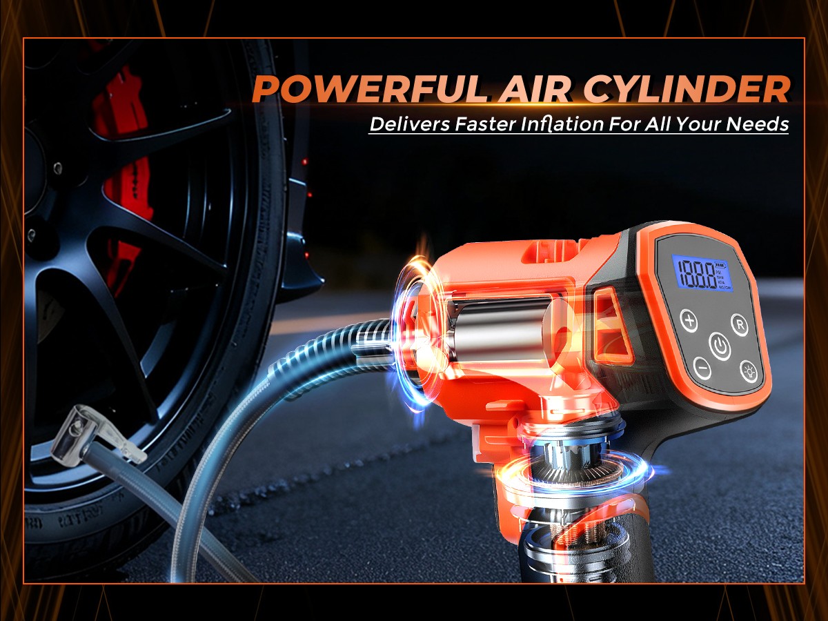 160PSI Cordless Tire Inflator Air Compressor Rechargeable Battery Car Air Pump