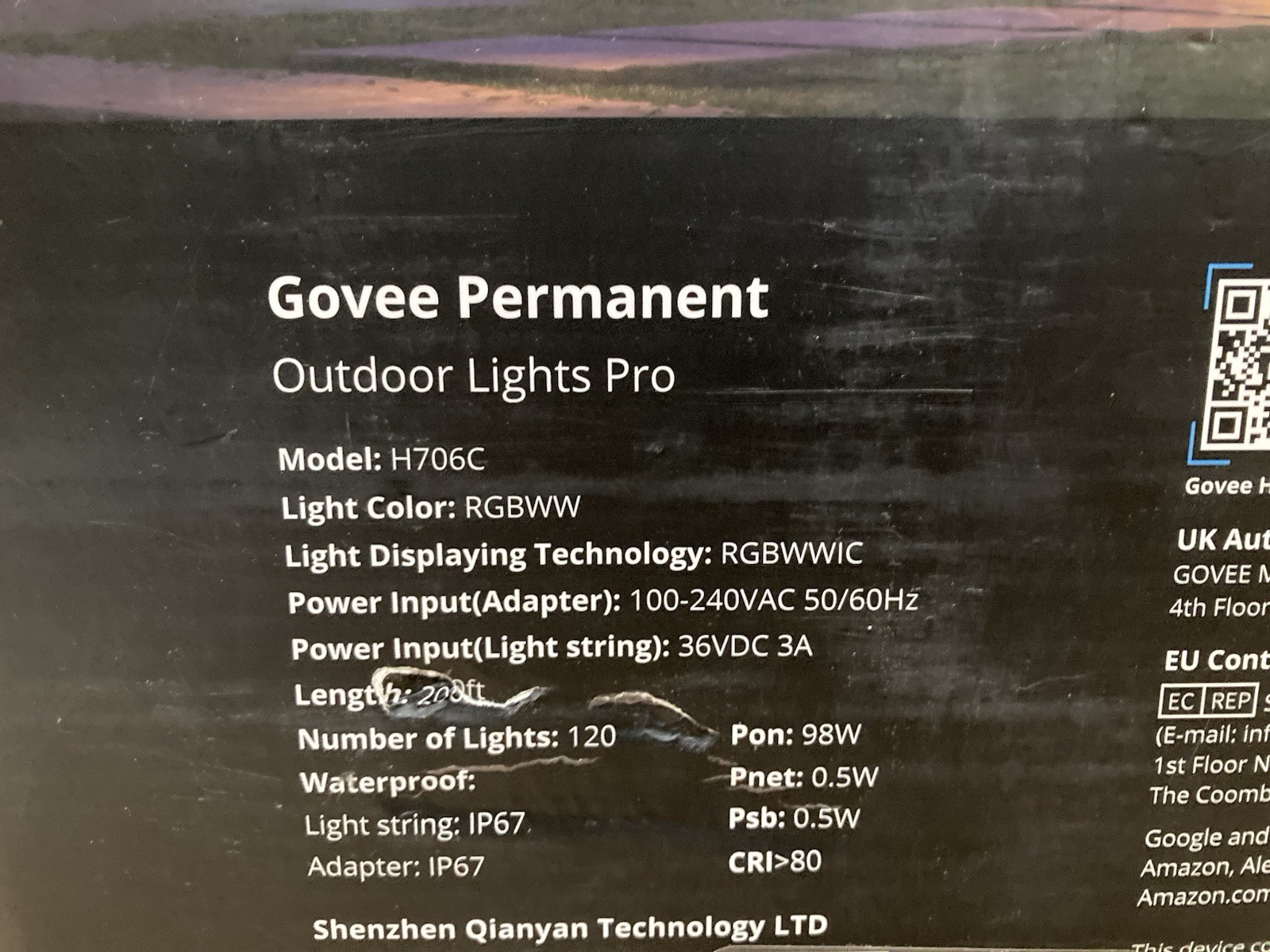 Govee H706C Outdoor Permanent Lights Pro 200ft, 120 RGBIC LED, IP67, White