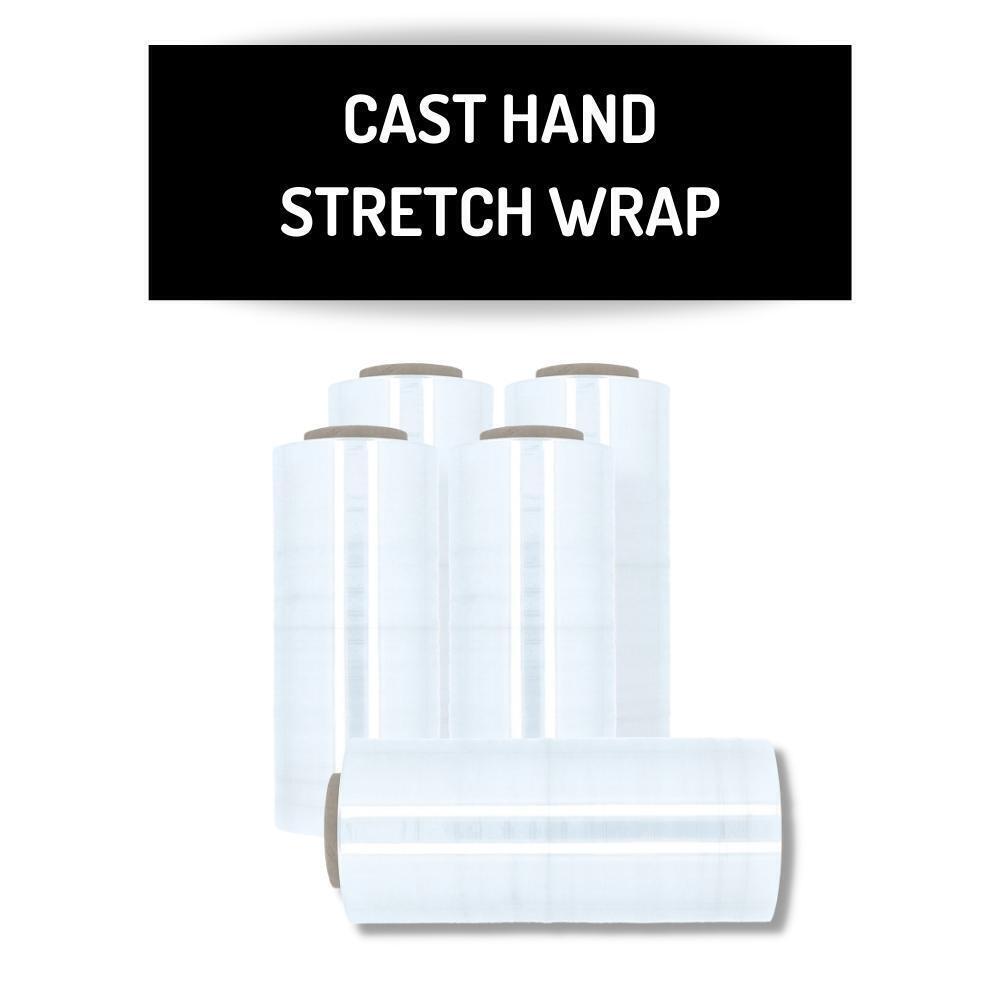 12" x 1500' 65 Gauge Cast Hand Stretch Wrap Clear Plastic Stretch Film 4 Rolls