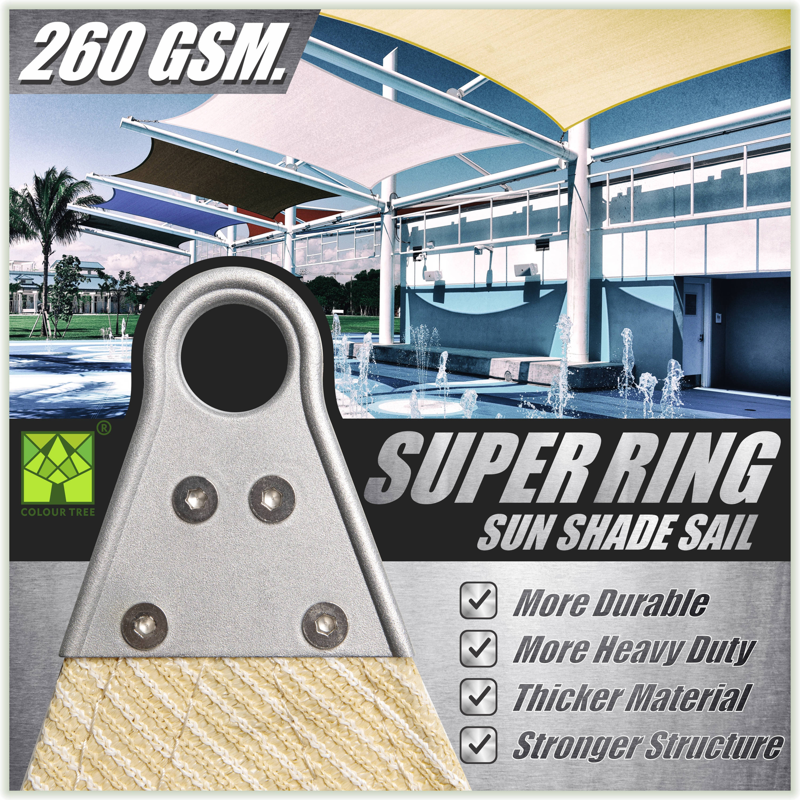 Colourtree Custom Size Rectangle Sun Shade Sail Canopy Outdoor