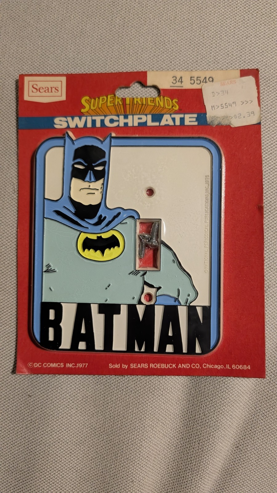 NIB! Vintage Batman Light Switch Cover DC Comics 1977 very rare!