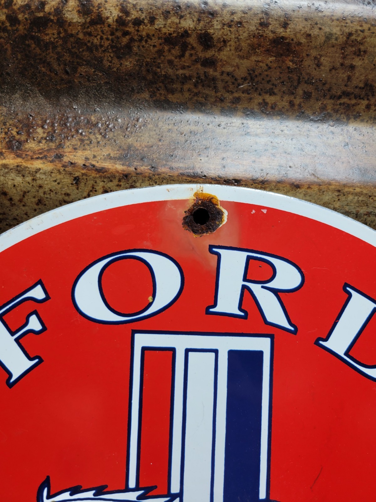 VINTAGE FORD MUSTANG PORCELAIN SIGN OLD FOMOCO MOTOR SERVICE AUTO PARTS HORSE