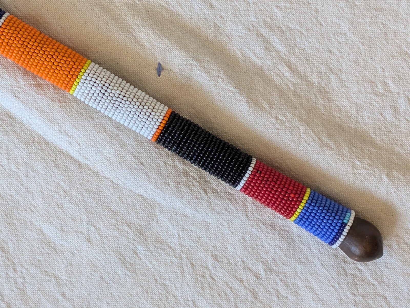 African Maasai Rungu Traditional Beaded Handmade 17" Talking Stick Mahogany