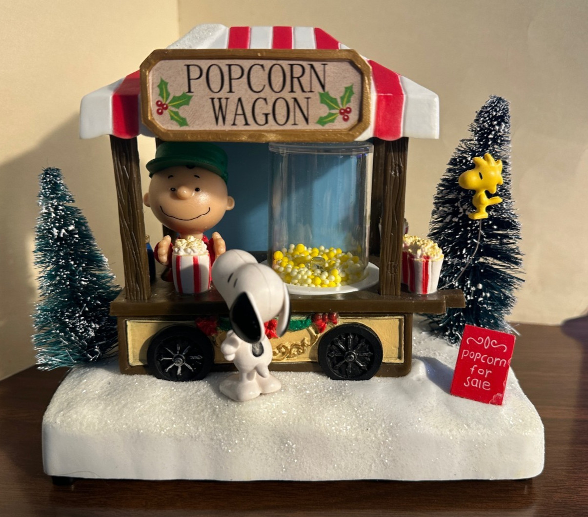 Peanuts Popcorn Wagon Led Musical  Christmas - Kurt Adler Battery Operated VIDEO