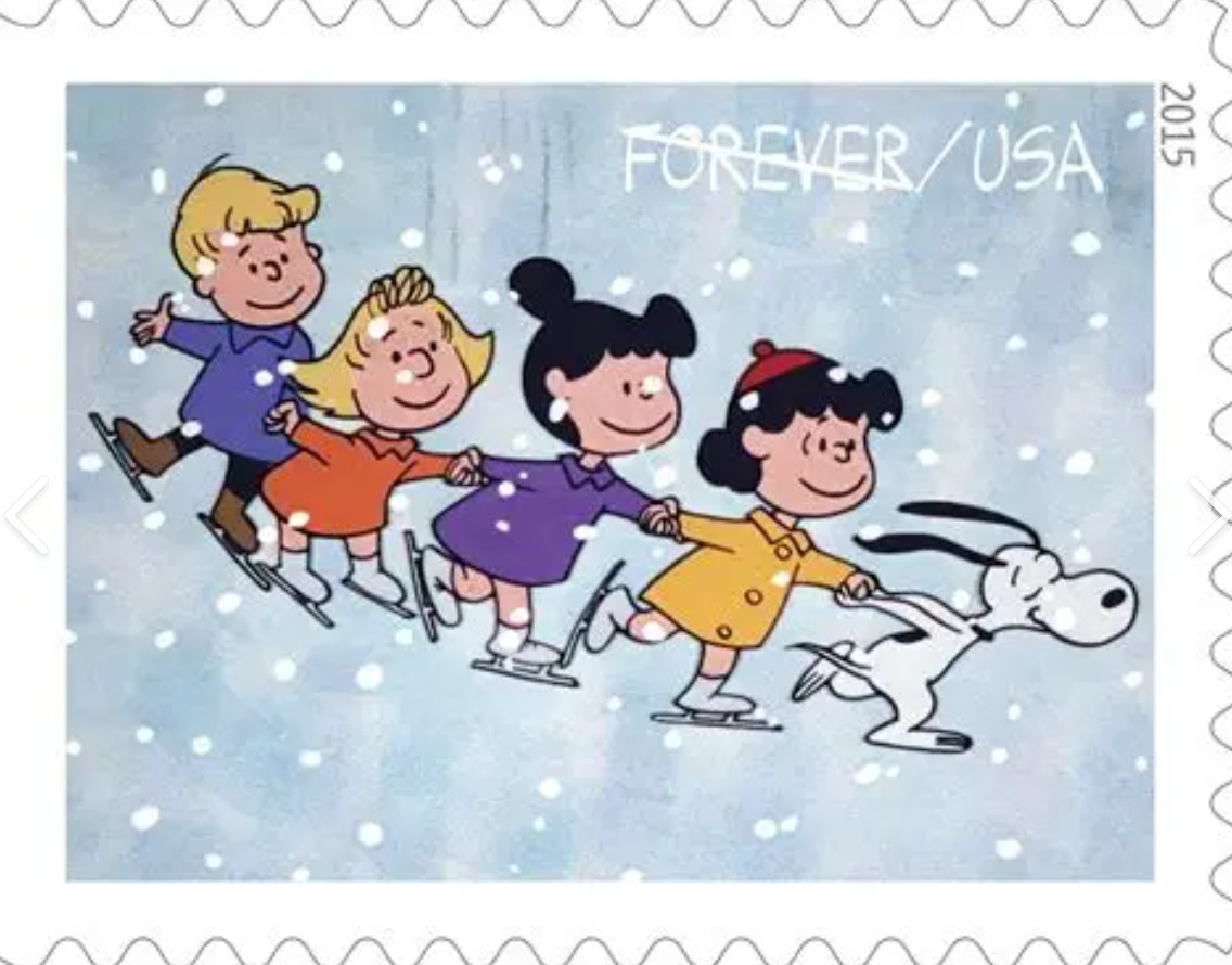 USPS Forever Charlie Brown Christmas Sheet of 100 Authentic Postage Stamps