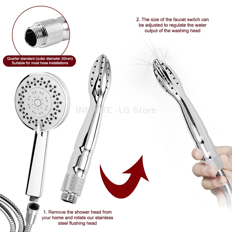 Men Shower Enema System Vaginal Anal Cleaner Tube Wash Metal Colon Douche Nozzle