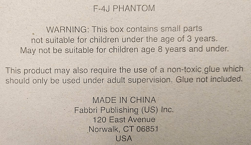 FABBRI 1:100 scale F-4J Phantom USAF military diecast JET model with stand NEW