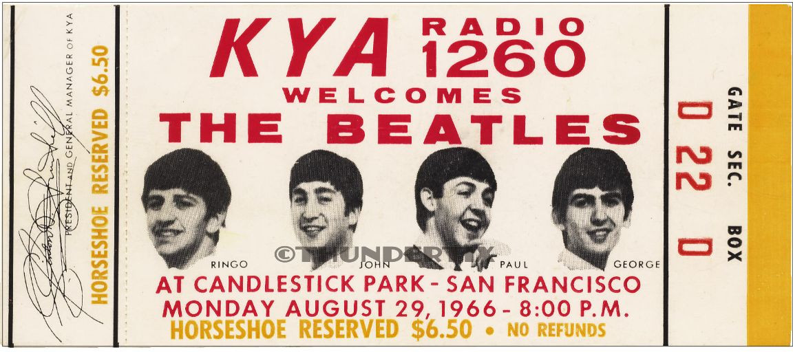 5 1966 BEATLES UNUSED FULL CONCERT TICKETS SF Cin DC STL Detroit reprint