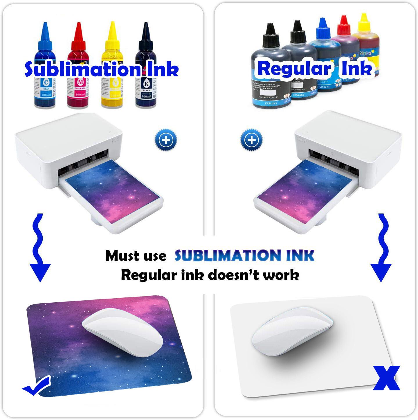 Bulk A-SUB Sublimation Blank Mouse Pad White 66 Ct 3mm Gaming Mousepad 9.4"x7.9"