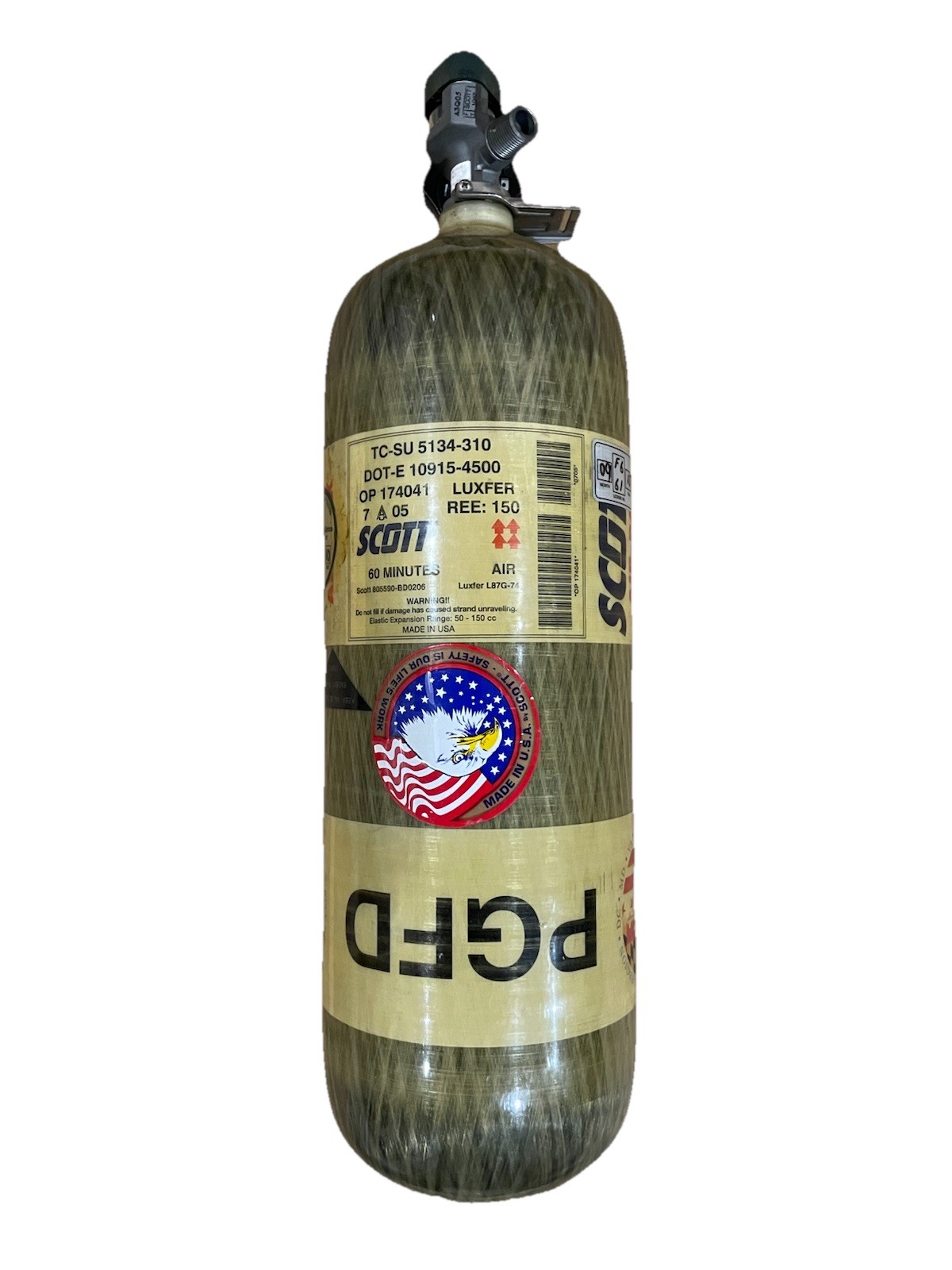 Scott SCBA 60 Min Luxfer Cylinder Tank - 4500 Psi - NEW (Surplus stock)