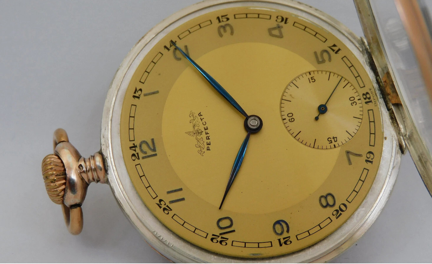 Working pocket watch silver PERFECTA silver pocket watch working C111