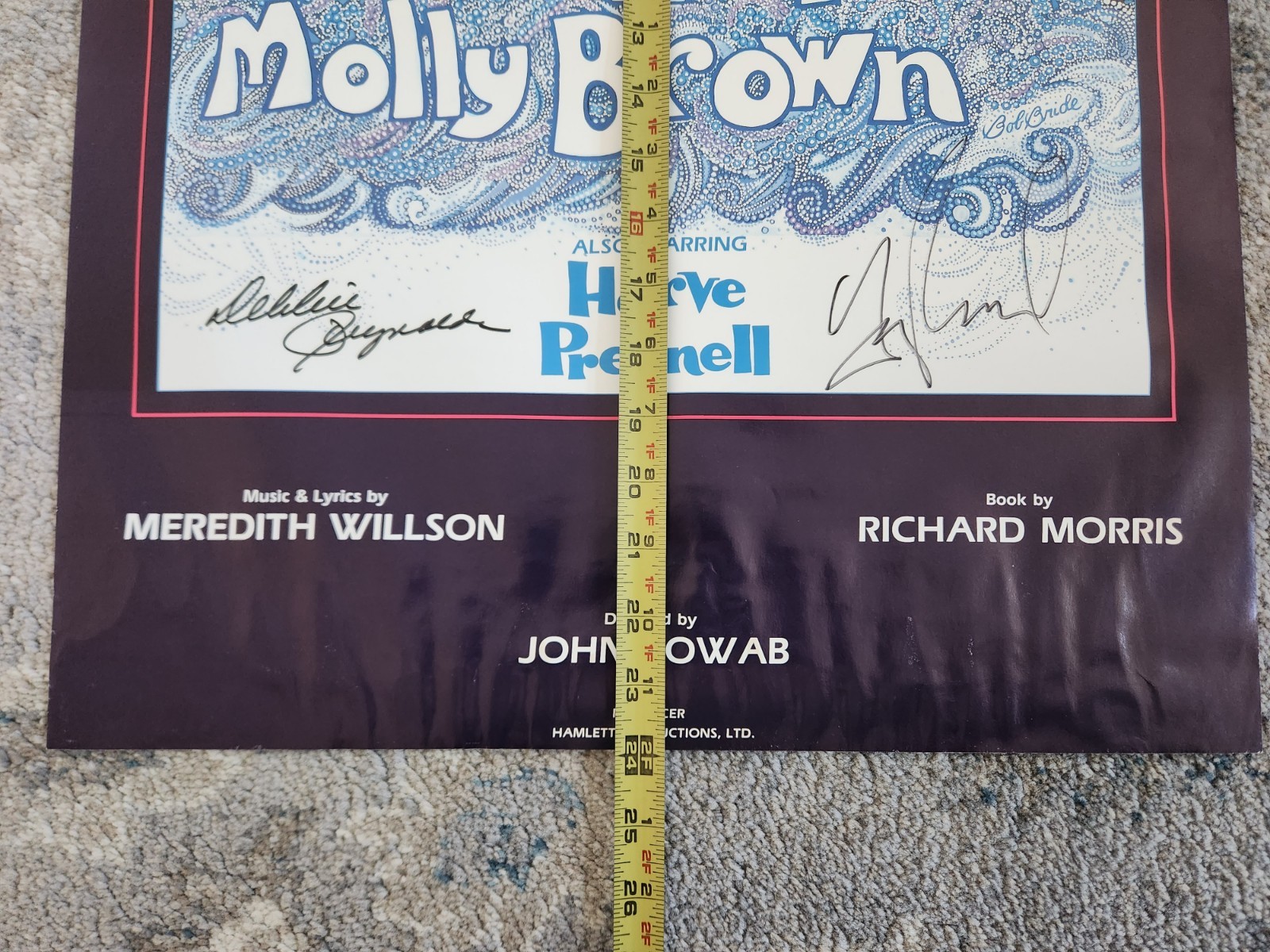 The Unsinkable Molly Brown 24 x 18 Poster Signed Debbie Reynolds Harve Presnell