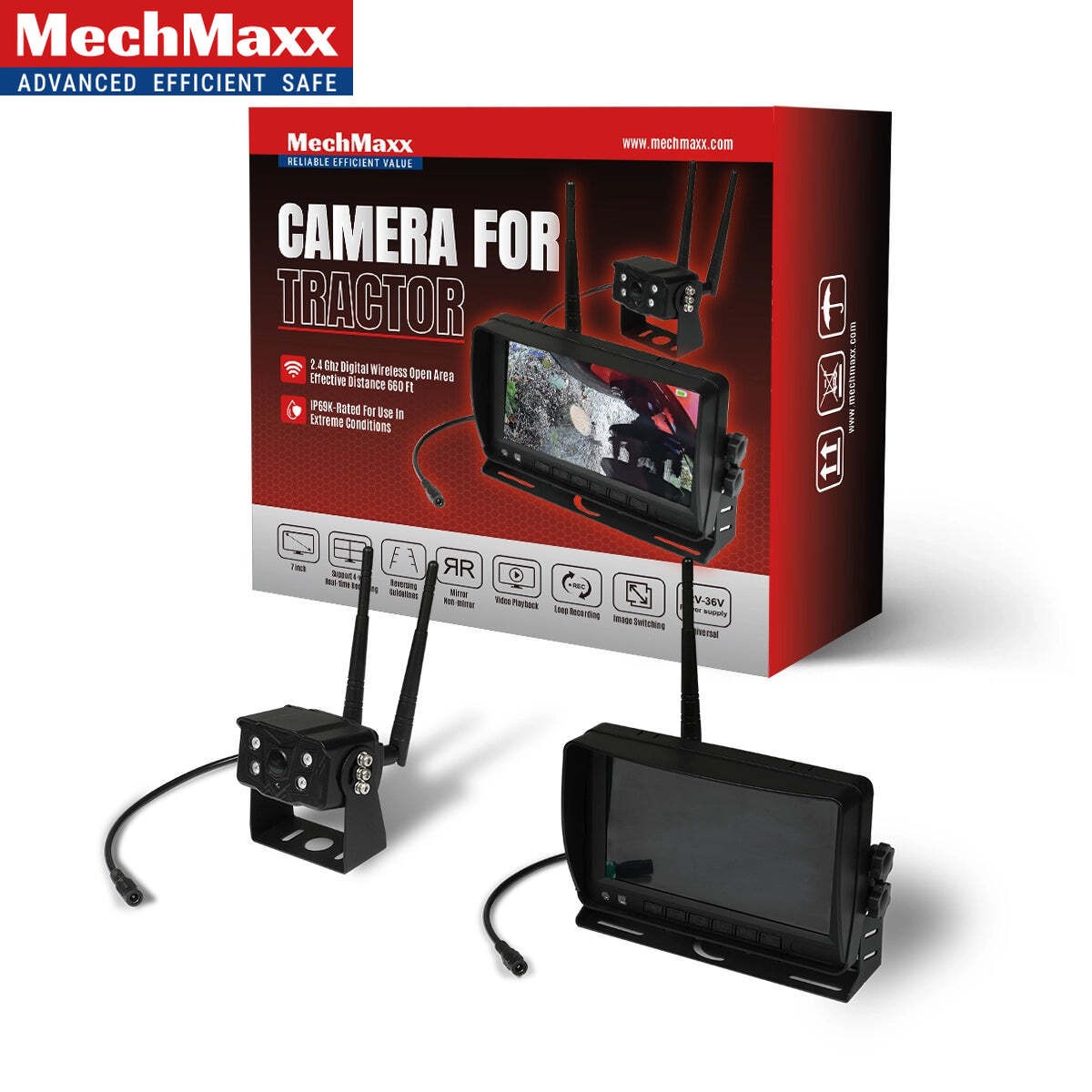 MechMaxx Farming HD Backup 1080P Camera for Agri Industry 7" LCD