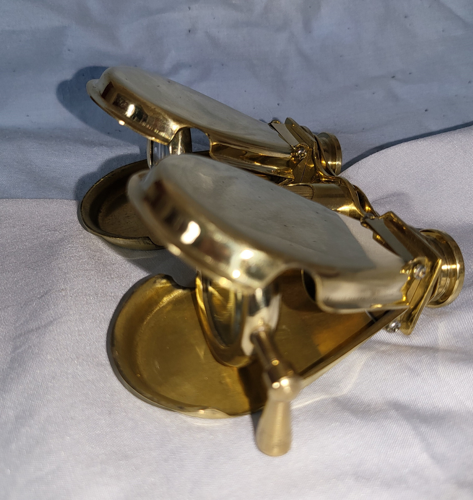 Gold Folding Binoculars Leather Case London Royal Navy Ship Opera Glasses Retro