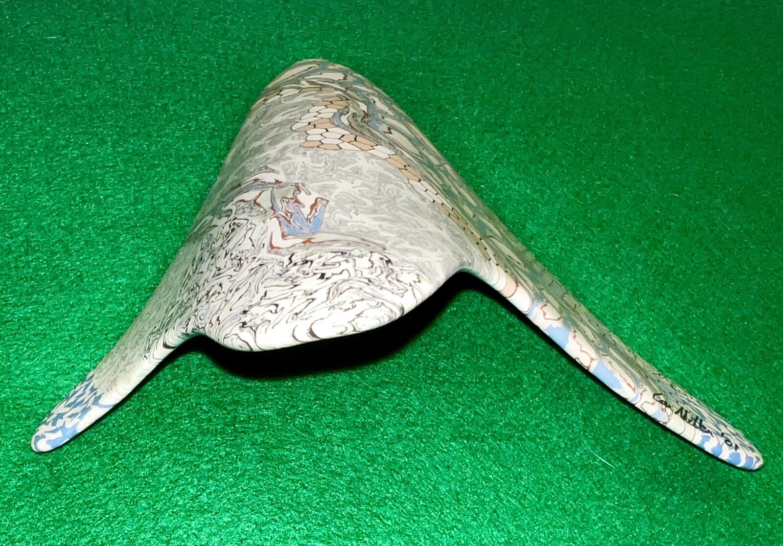 SIGNED Handcrafted NERIKOMI Art Pottery LOU MILLER 2001 Bowl Dish ORIGINAL