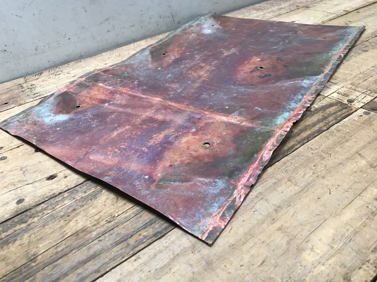 Sheet Copper 18" x 11 3/4" Natural Patina Colors Verdigris gauge 24 (H)